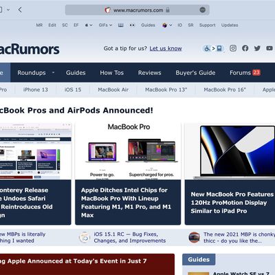 macbook pro tab bar blending safari 15