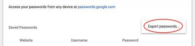 5 export passwords chrome