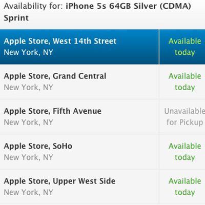 iphone 5s store availability
