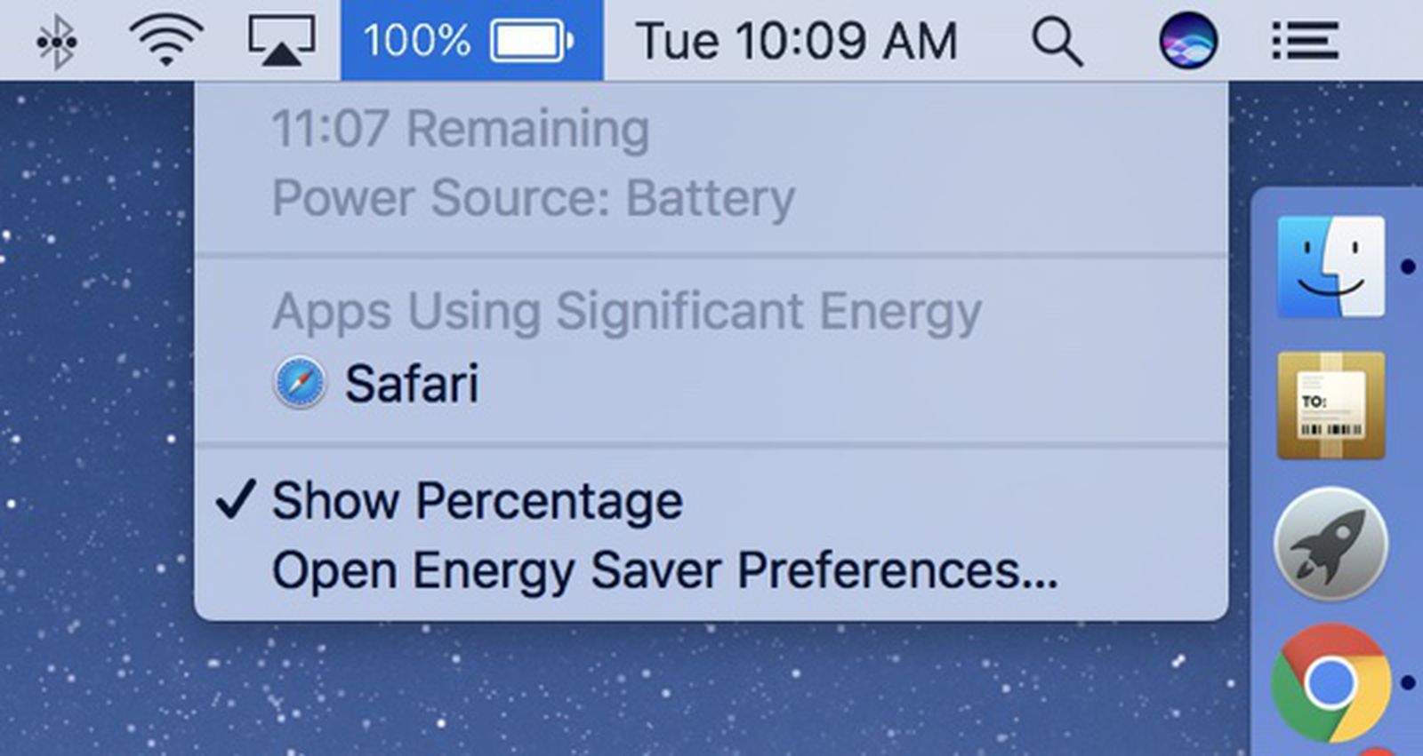 Battery remain. Low Battery Mac.