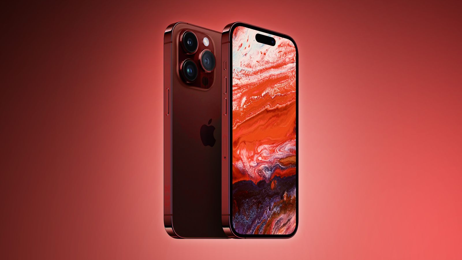 El iPhone 15 Pro puede venir en variantes de color rojo oscuro, rosa y azul claro para el iPhone 15