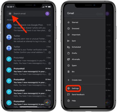 2how to enable dark mode in the gmail app for ios 