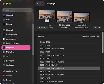 display resolutions macos