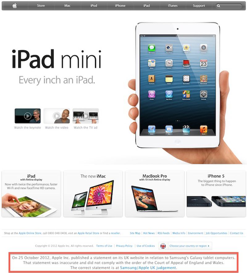Apple Removes Code Hiding Samsung Court Order on UK site MacRumors