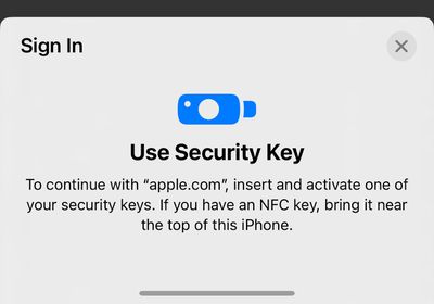 security key login apple id