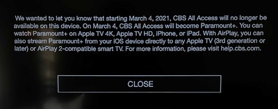apple tv 3 cbs all access discontinued