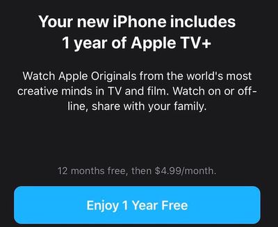 1 year free apple tv plus sub