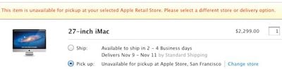 apple in store pickup unavailable