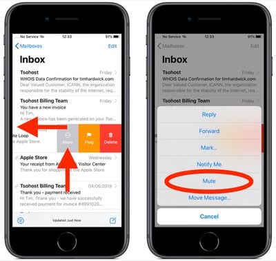 how to mute email threads ios 1
