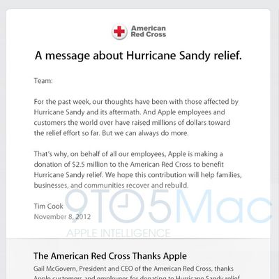 apple hurricane sandy donation