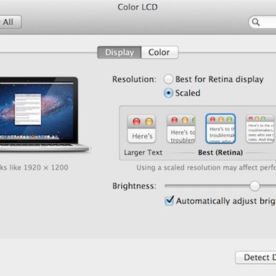 retina macbook pro display preferences