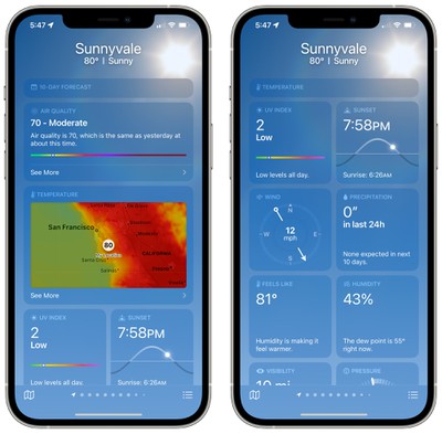 modules d'application météo ios 15