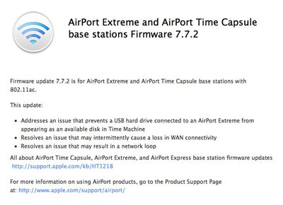 støvle folder renere Apple Releases AirPort Extreme and Time Capsule Firmware Update 7.7.2 -  MacRumors
