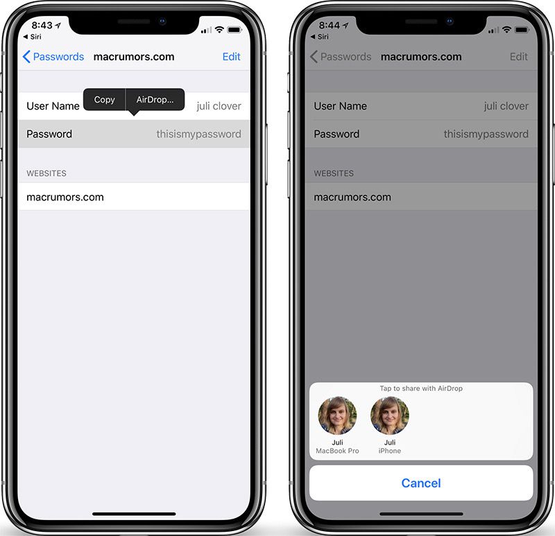 Share Passwords With AirDrop From iOS 12's New Password Management ...