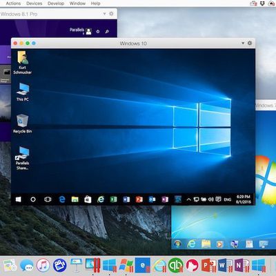 Win10 Win8 and Win7 in Parallels Desktop 12