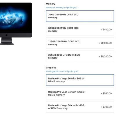 imac pro 256gb ram radeon pro vega 64x