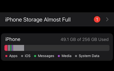 iphone storage almost full