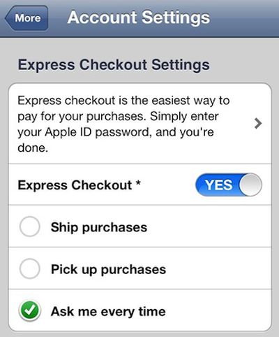 apple store app express checkout