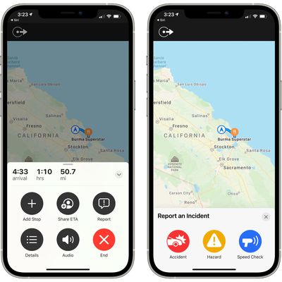 apple maps report accident