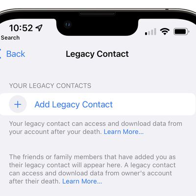 apple ios 15 2 legacy contact