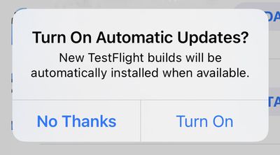 testflight automatic update