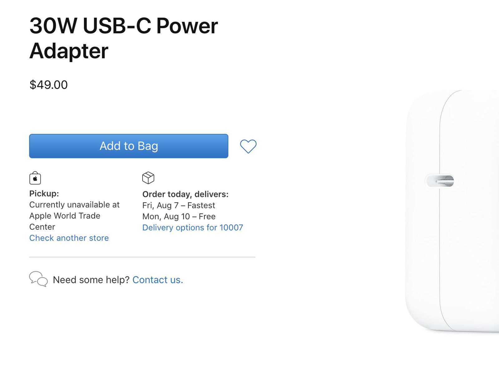 Apple Releases New Version of 30W USB-C Power Adapter, But