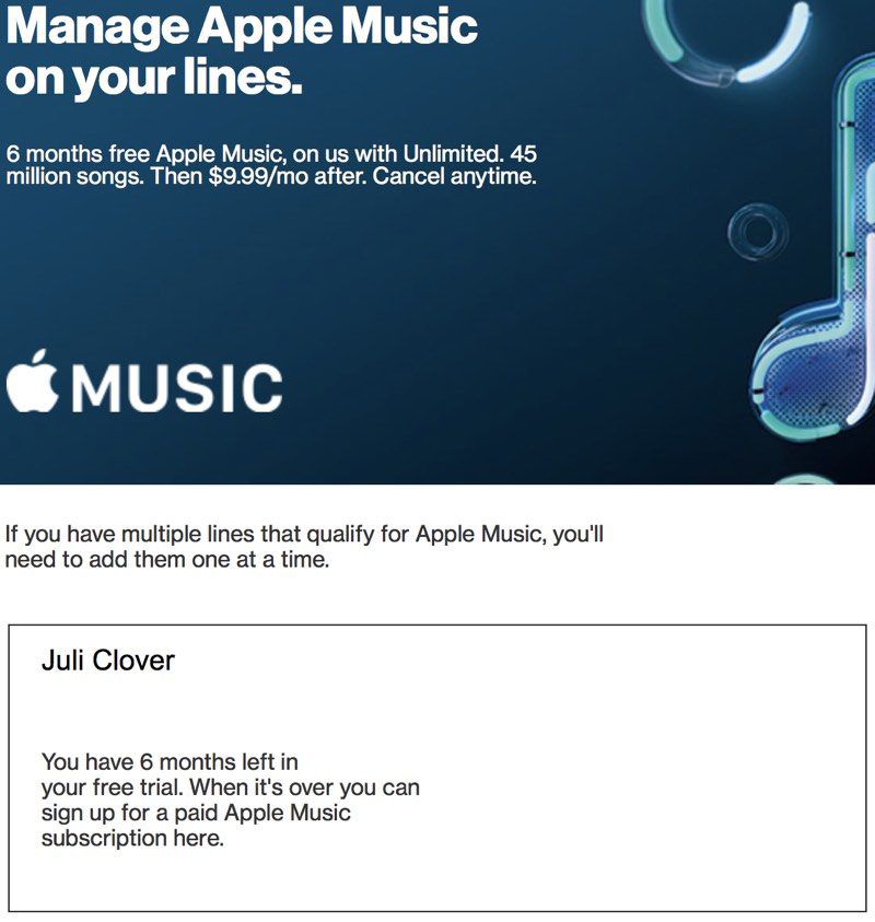 how do i activate my free apple music with verizon