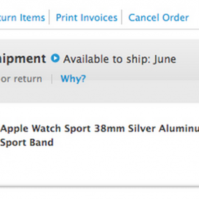 June Apple Watch Preparing for Shipment