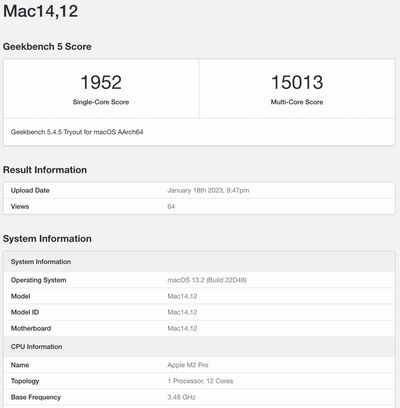 m2 pro geekbench - اولین امتیاز Geekbench برای Mac Mini جدید با سطوح M2 Pro، Beats M1 Max