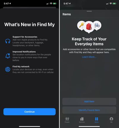 find my items tab ios 14 5 beta 3