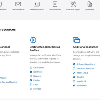 apple developer account page