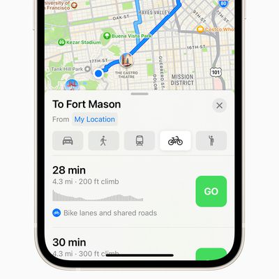 apple maps cycling directions