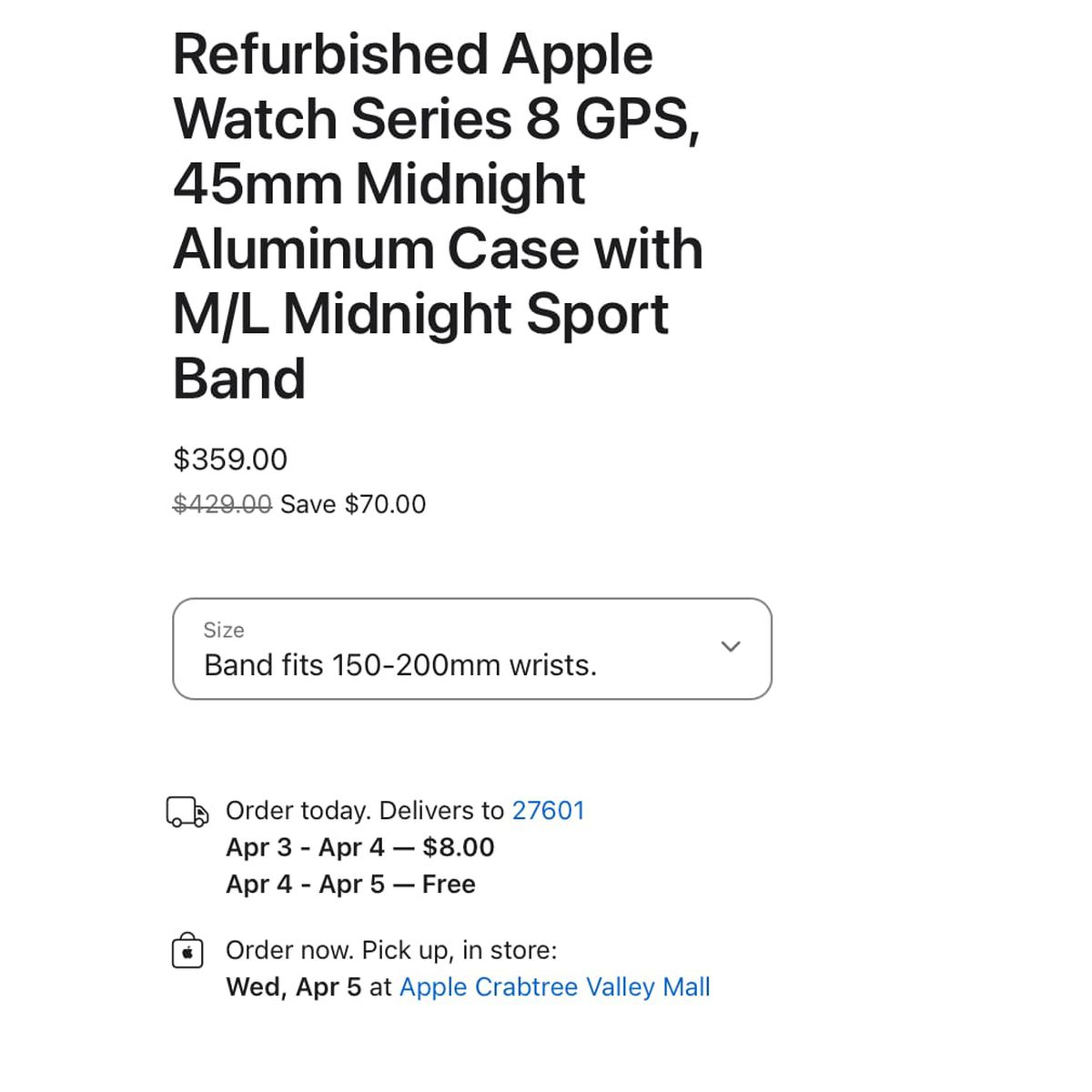 Apple Watch Series 8 GPS 45mm Midnight Aluminum with Midnight