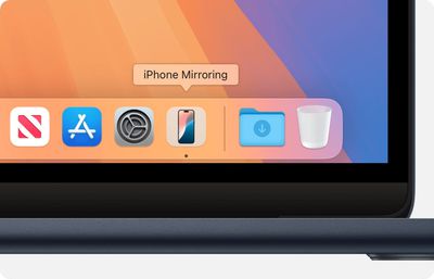 macos sequoia macbook air iphone mirroring app icon in dock