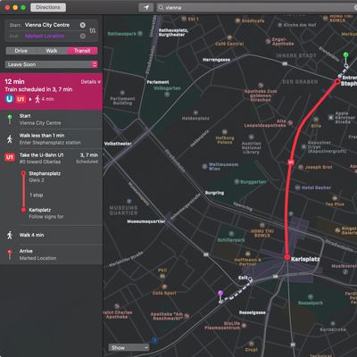 apple maps vienna transit austria