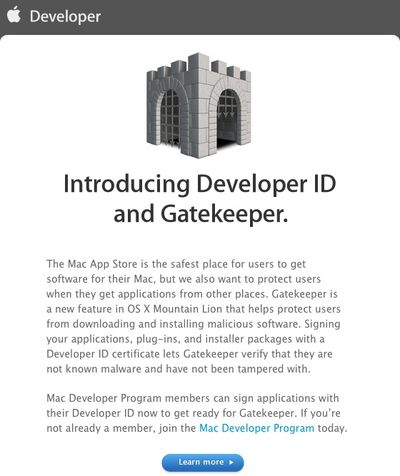 developer id gatekeeper email