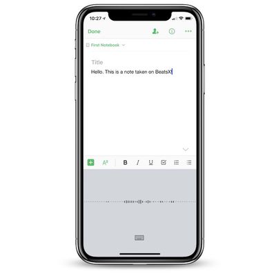 evernote voice dictation on beatsx