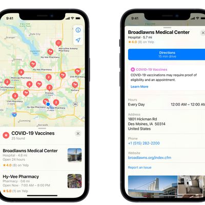 apple maps vaccinations