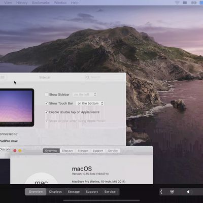 sidecar touch bar macos catalina