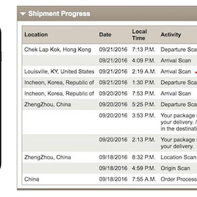 iPhone 7 UPS tracking