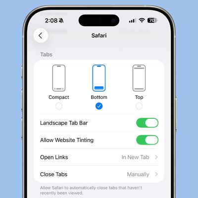 ios 26 safari options