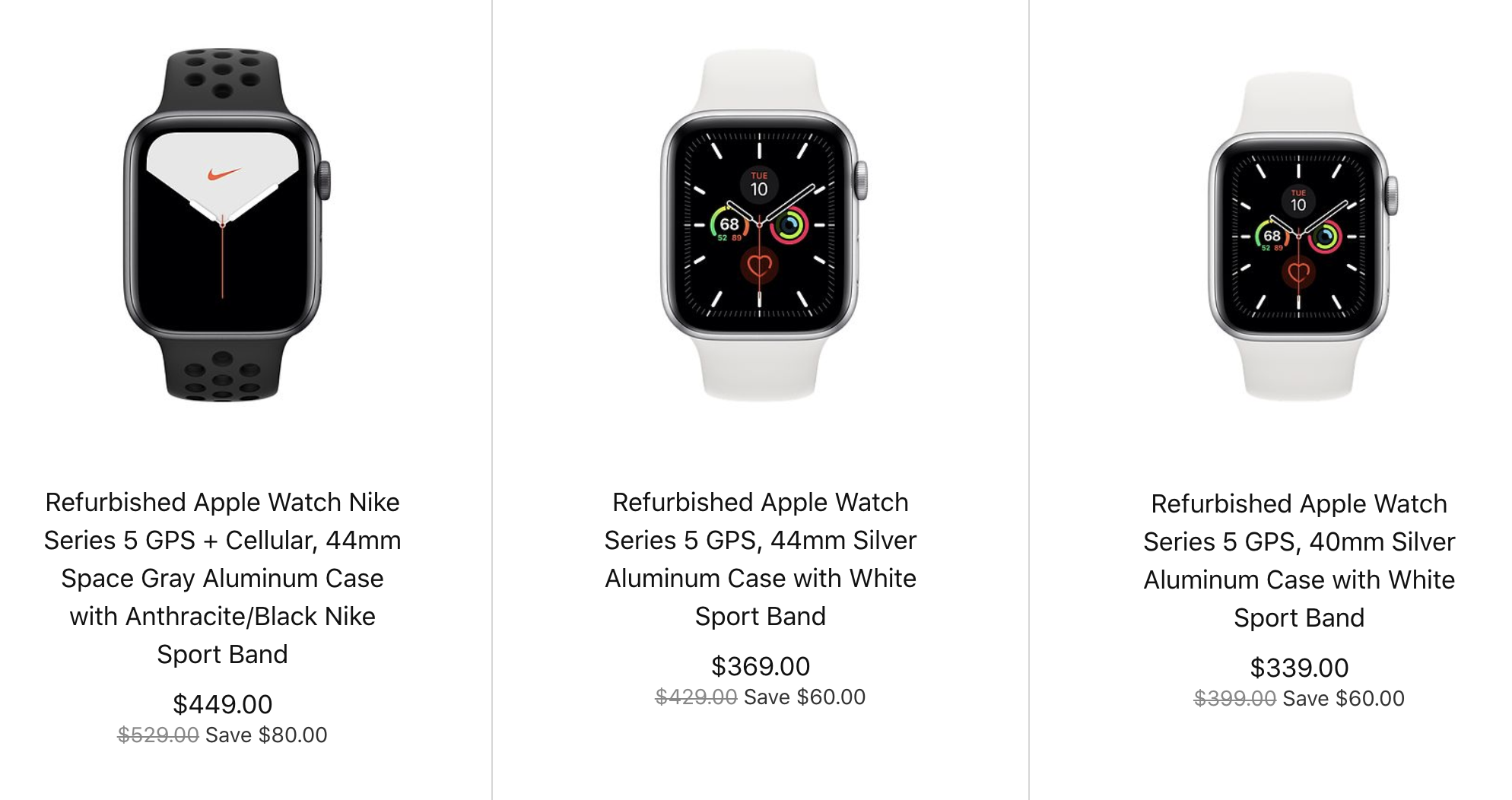 cost of series 5 apple watch