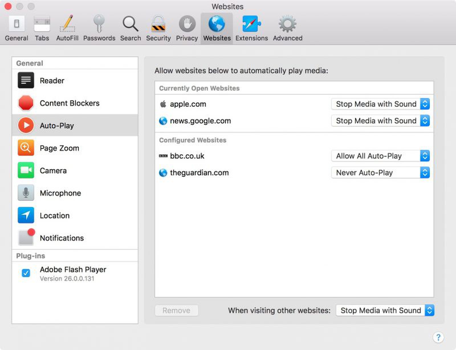 safari browser audio settings