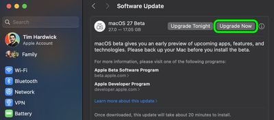 install macos 27 beta2