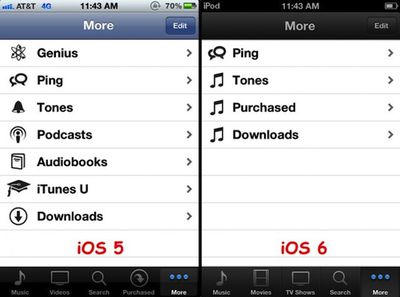 ios 5 ios 6 itunes more