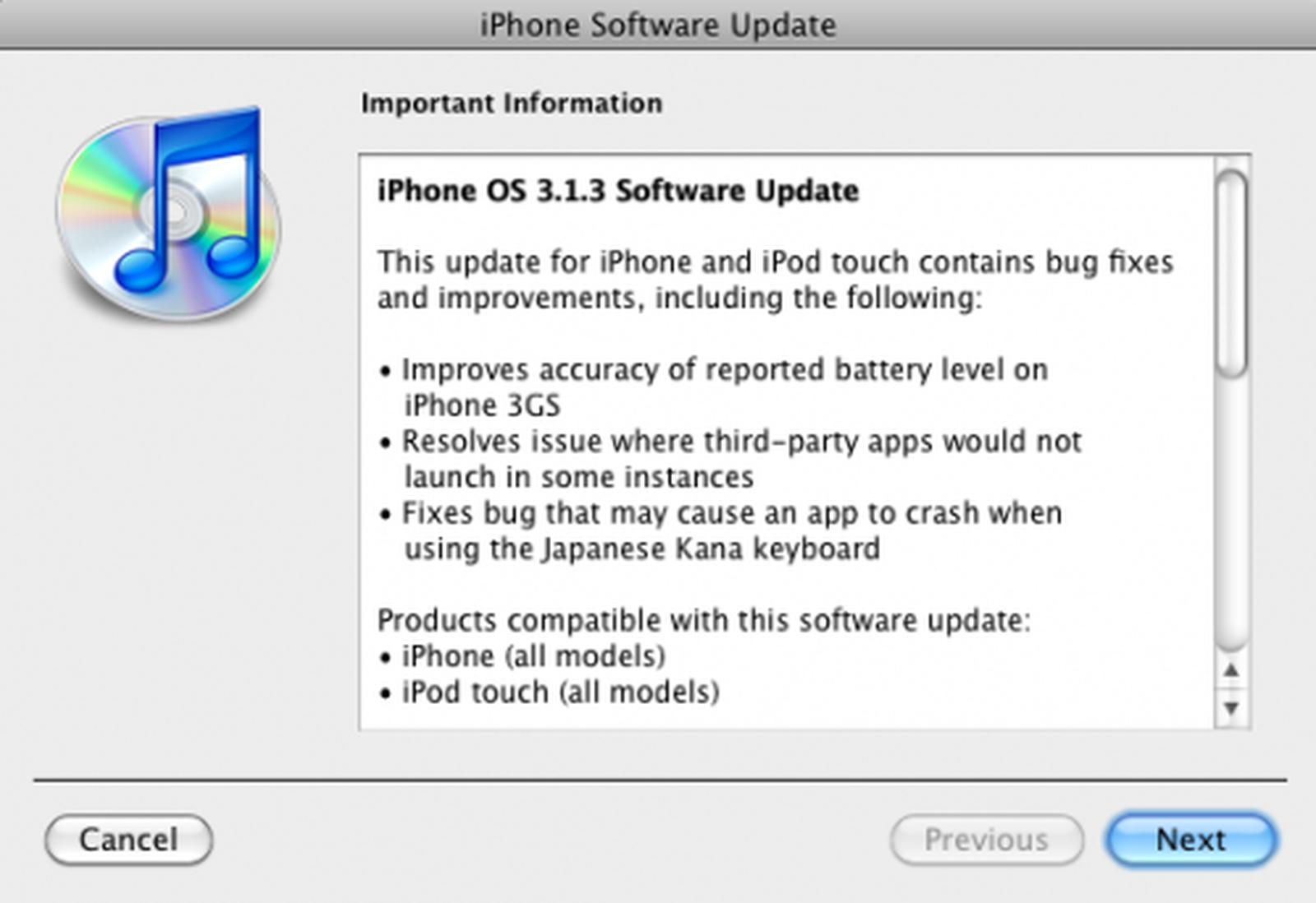 Apple Releases iPhone OS 3.1.3: Addresses iPhone 3GS Battery Level