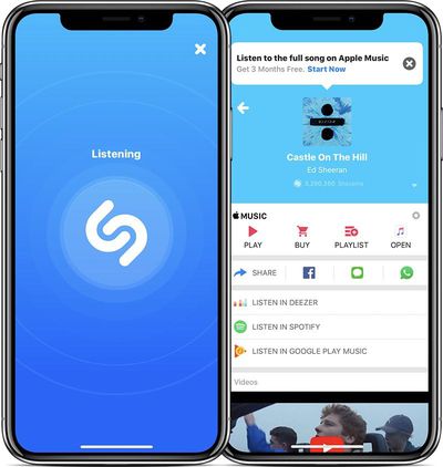 shazam iphone x