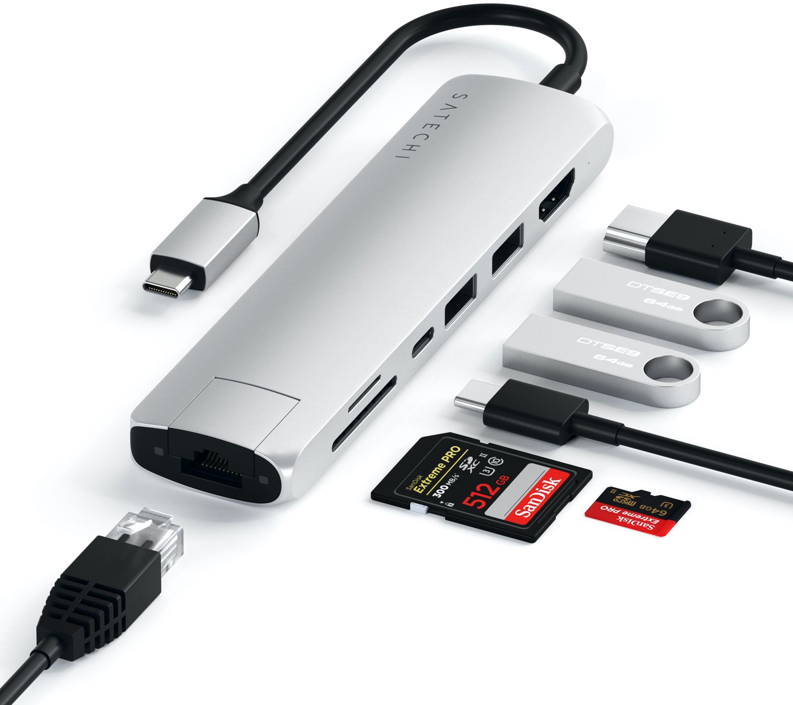 USB-C Slim Multi-Port with Ethernet Adapter - Satechi