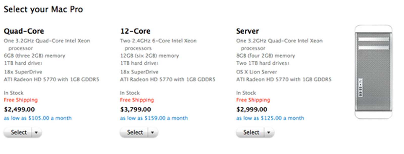 Apple Offers Minor Processor Bump to Mac Pro Line, No Thunderbolt ...