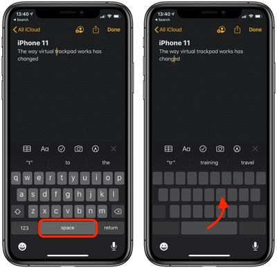 virtual trackpad on iphone 11